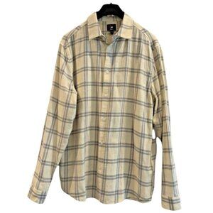 H&M Men’s Plaid Shirt | Beige‎ & Gray | Size L | 100% Cotton
